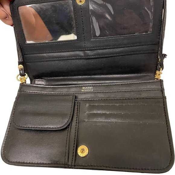BUXTON Womens Black Crossbody ID Slots Card Slots Pockets Detachable Strap - Picture 3 of 6